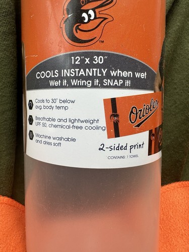MLB Baltimore Orioles Cooling Towel Sports Towel 20 Degree Cooler. 2 Sided Print - Picture 4 of 17