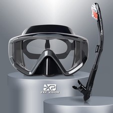 Snorkel Set Pano 3 Window Adult Snorkeling Gear, Professional Snorkel Goggles...