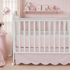 Brandream Scallop Edge Cotton Crib Skirt, Baby Boy, Baby Girl, Gender Neutral...