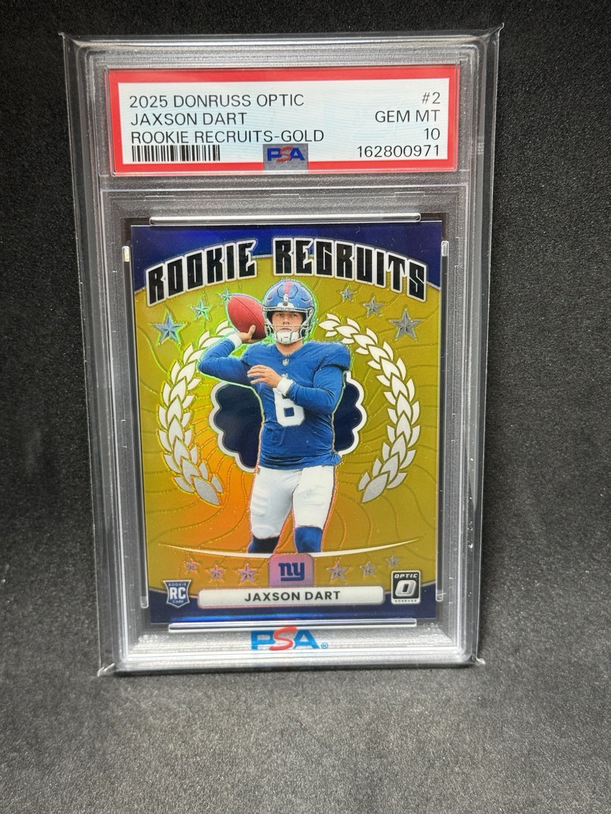 2025 Panini Optic Jaxson Dart Rookie Recruits Gold Prizm /10 PSA 10 #2  SSP
