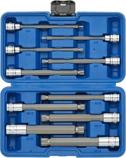 EMENTOL XZN Triple Square Spline Bit Socket Set, Extra Long One Size 
