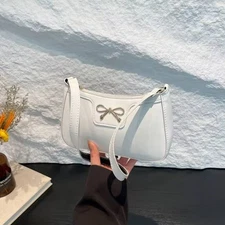 Women Armpit Crescent Hobo Bag Shoulder Bag Tote Bag Pure White PU Leather