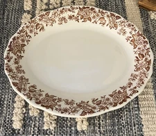 VTG Jackson Custom China Brown Floral Oval Serving Platter - Falls Creek PA  11”