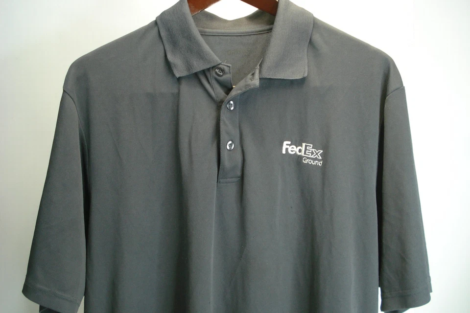 Fedex Ground logo Gray Polo Short Sleeve Uniform Shirt L - Image 4 of 4