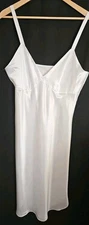 Vintage WONDERMAID Liquid Satin white Bridal Nightgown Slip Dress Adj. Straps 