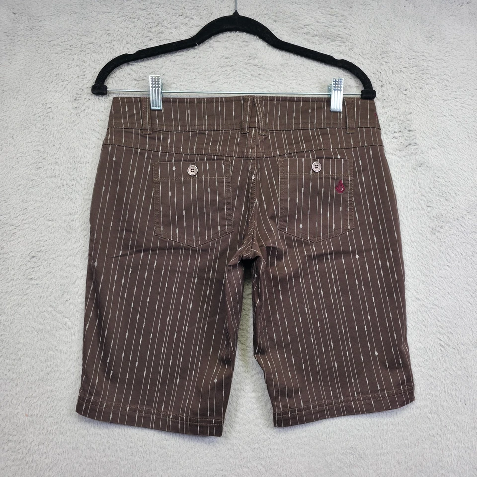 Y2K Volcom Shorts Lot of 2 Juniors 3 Brown Black Plaid Striped Geometric Striped - Image 3 of 4