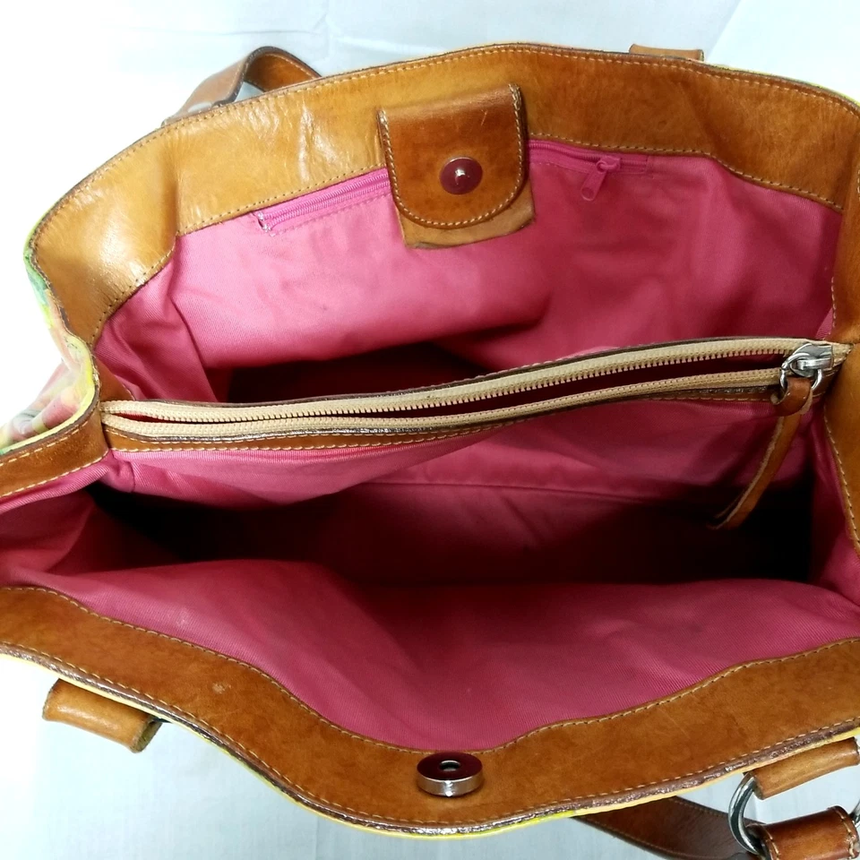 Bolso de hombro de cuero con patrón floral acuarela Maurizio Taiuti Italia Foto 4 de 4