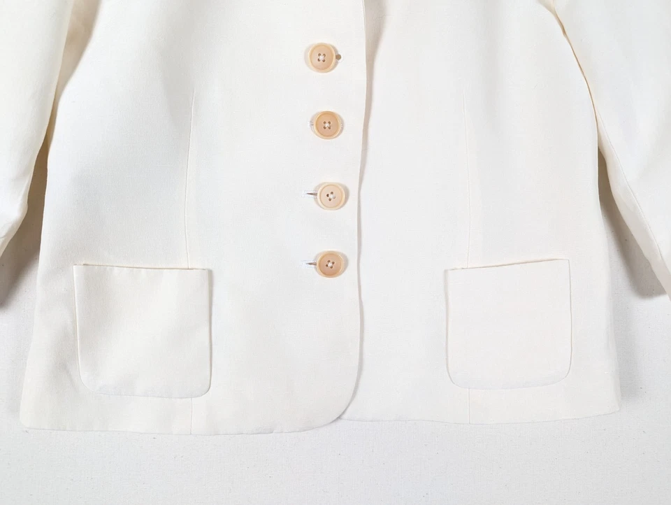 Blazer Lauren Ralph Lauren Petite Seda Lino Marfil Mujer 6P Chaqueta Completamente Forrada Foto 4 de 4