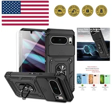 for Google Pixel 8 Pro Case with Slide Camera Cover HD Screen Protector [Mili...