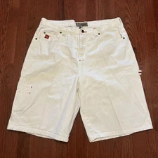 super sick cyber y2k style north peak white jorts with sick red accents  size 38