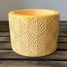 Handmade Plant/Cactus Pot with Vintage Design - 4 Inch Diameter, Yellow