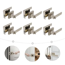 6 pack Privacy Door Locks Passage Handles Brushed Nickel Entry Lock keyed Levers