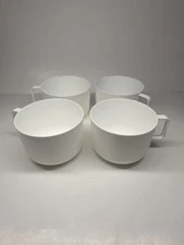 White Plastic Camping Mugs Cups Picnic Ware Set of 4 