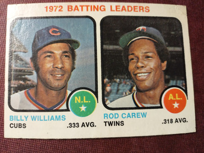 1973 Topps Baseball #61 Batting Leaders (Rod Carew, Billy Williams)   