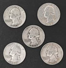 Five Washington Silver Quarters Lot / 1950s / Lot 2532-54