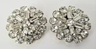 Vintage Signed Weiss Clear Rhinestone Clip-on Floral Earrings Costume Jewelry