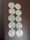 1964 D Silver Quarters Lot Of 10.  Washington 25c