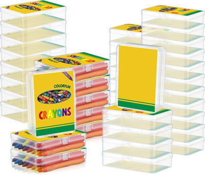 Yungyan 30 Pcs Crayon Organizer for Classroom Bulk Clear Plastic Crayon Case wit