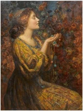 Jewels Portrait Girl T. Mostyn Tile Mural Kitchen Wall Backsplash Marble Ceramic