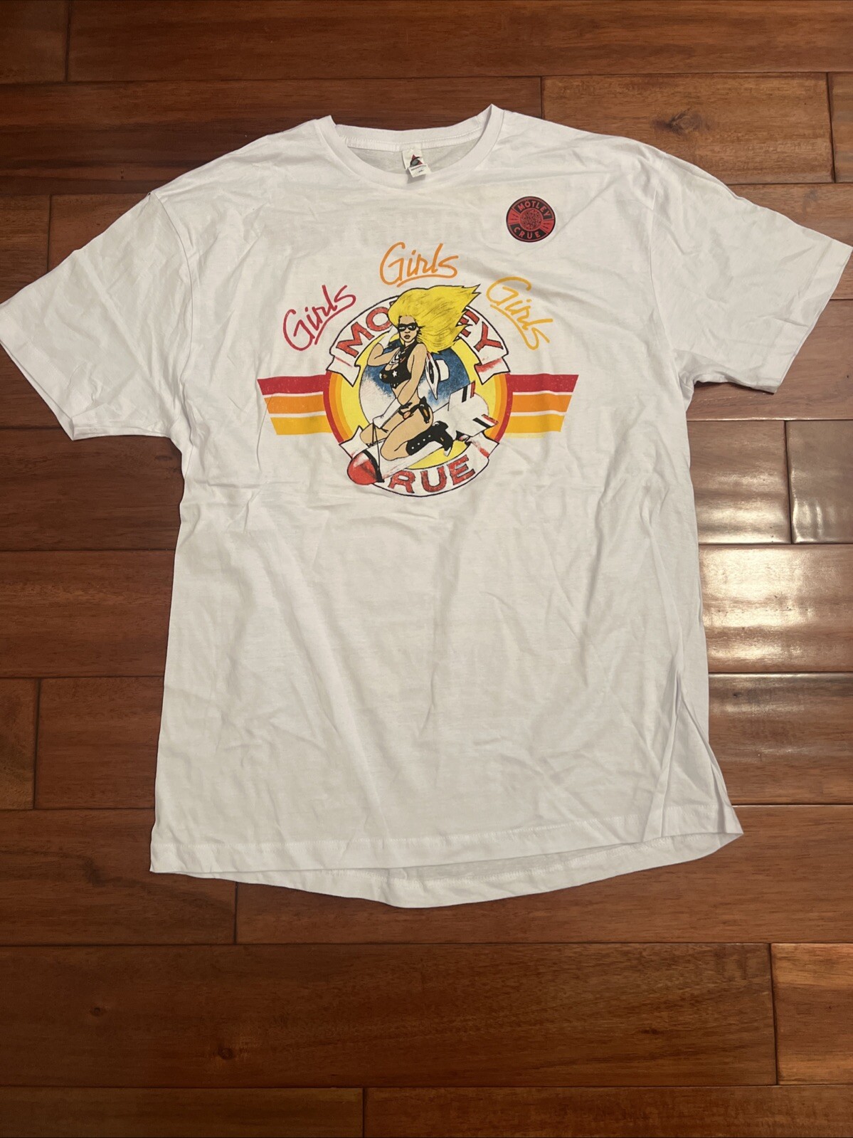 Motley Crue Bomber Girl White The Stadium Tour 2022 Tee T Shirt Size XL