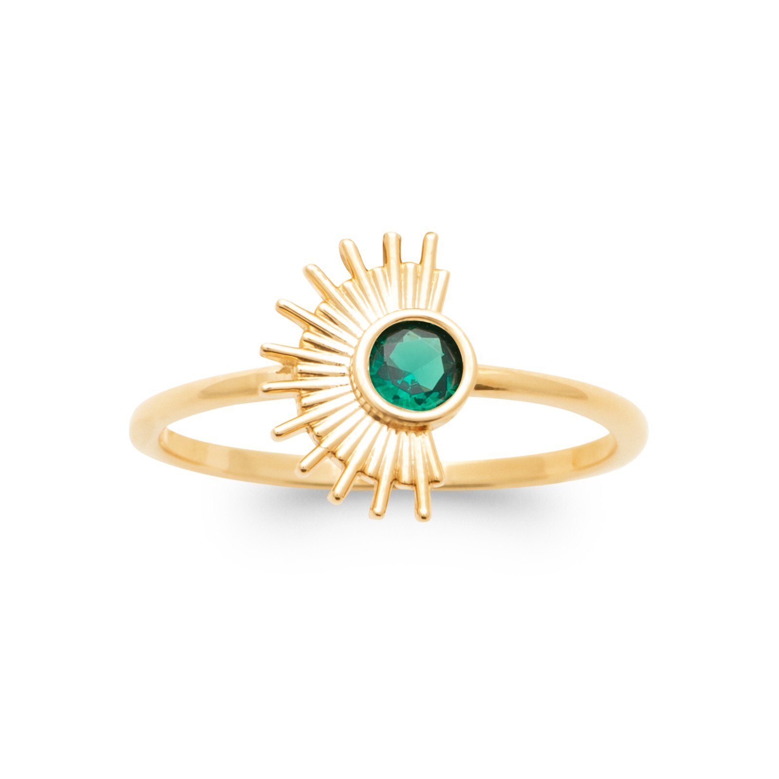 Bague soleil en or 18 carats et zirconium vert pour vos tenues d'été