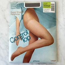 JC Penney Control Top Super Shaper Pantihose Smoke Grey Sheer Toe/Heel - Average