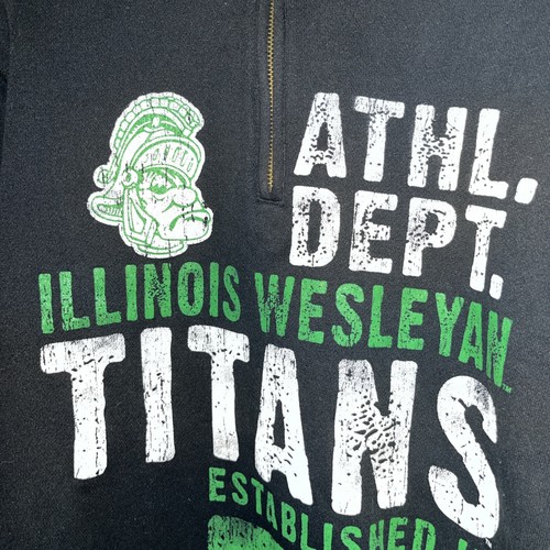 Women’s Size Small Fleece, Illinois Wesleyan Titans, Black, Green, Zipper - Picture 2 of 8