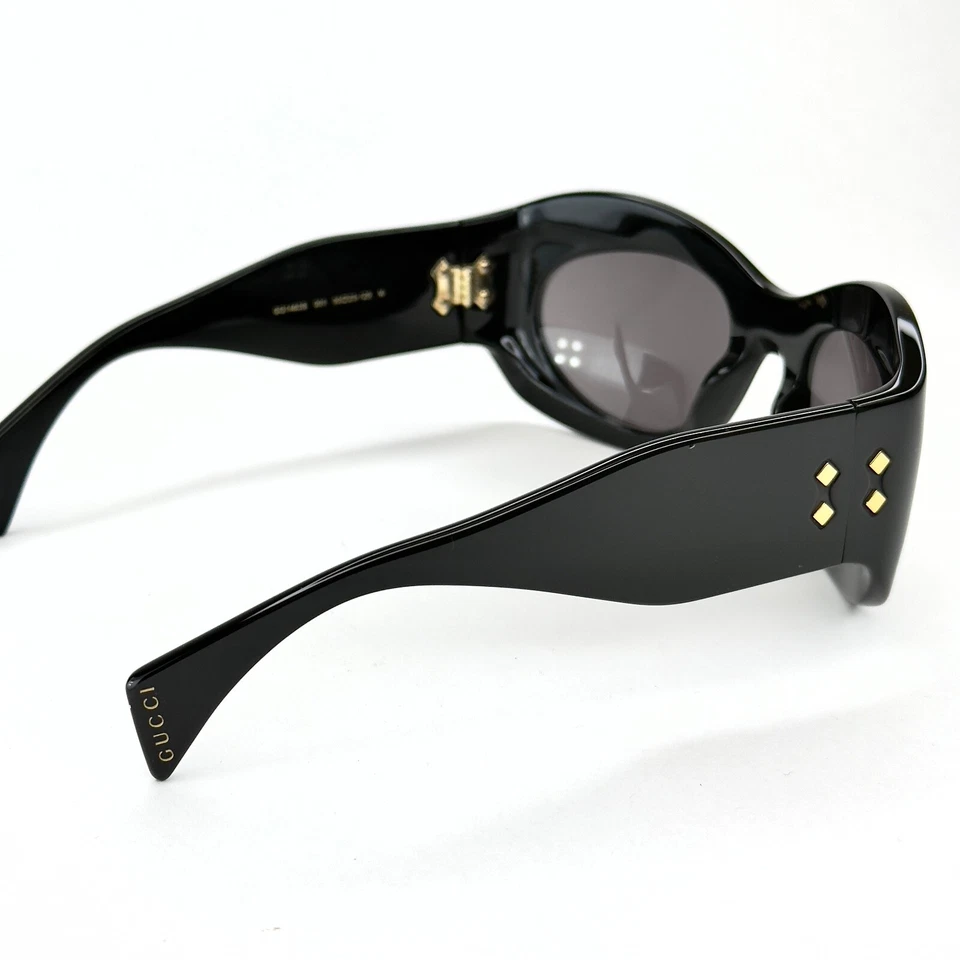 Gafas de sol GUCCI 1463 negras audaces de gran tamaño Gg1463S 001 unisex remaches pasarela Foto 3 de 4