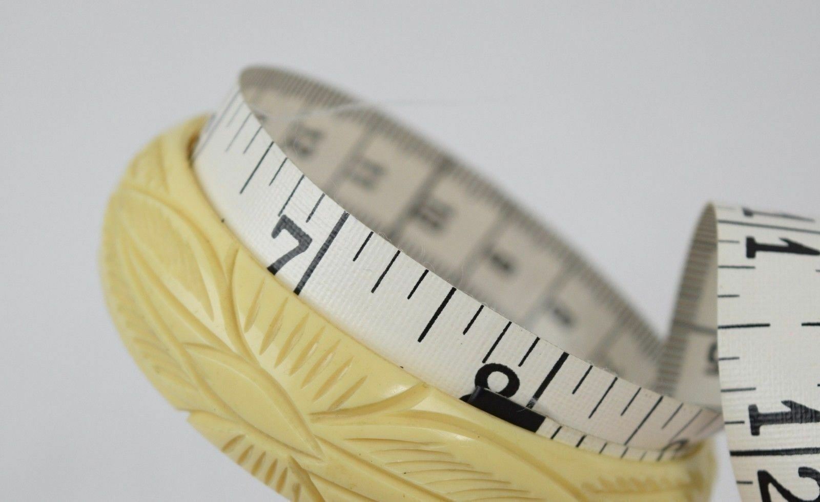 Vintage Plastic Celluloid Carved Bangle Bracelet - image 9