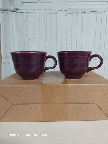 Fiestaware  Tea Cups Claret/Mulberry Purple 2 Piece Set No Saucers HLC USA