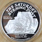 Saturday Evening Post Norman Rockwell "The Cold" 5 oz .999 Fine Silver Round w/