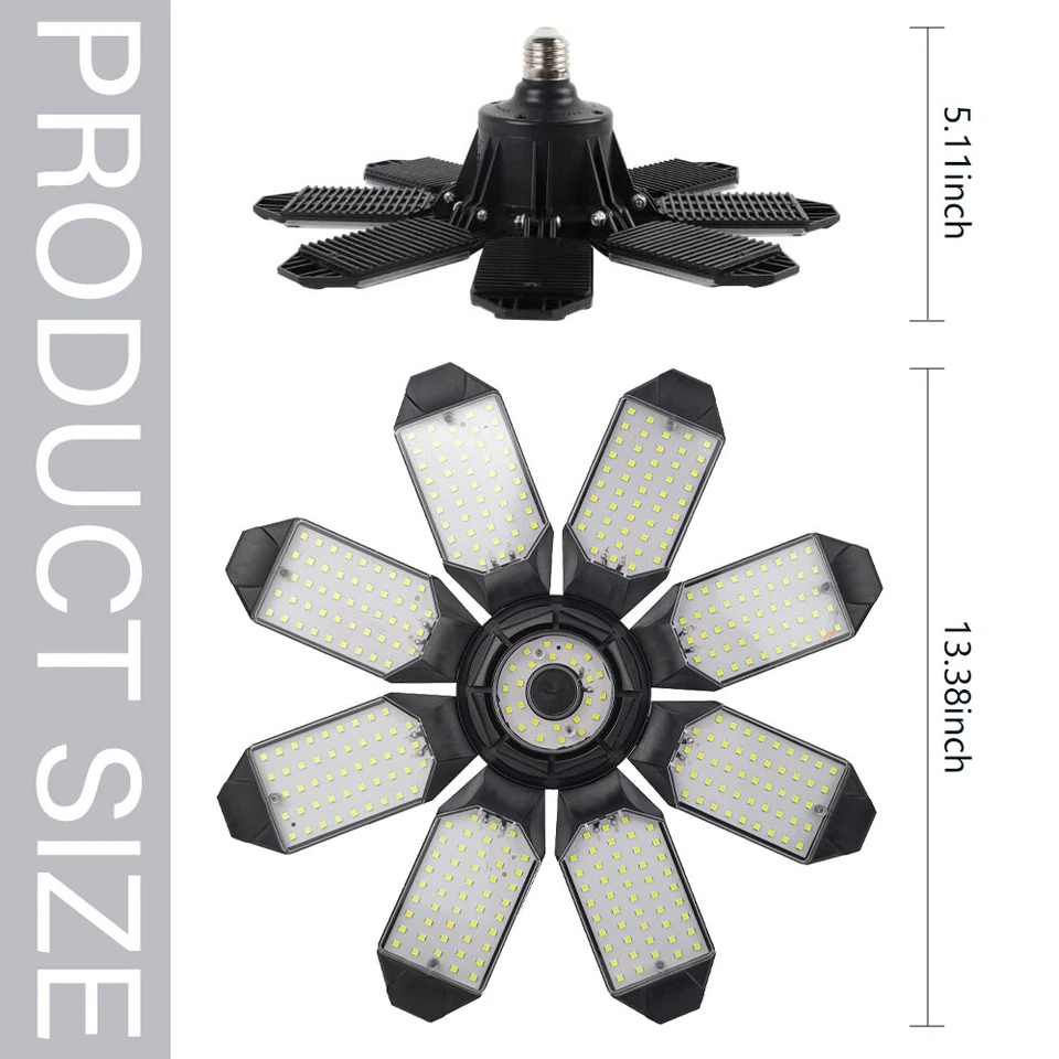 8 Panels Led Garage Light Deformable Ceiling Lamp For Workshop Warehouse - Image 2 of 4