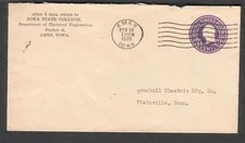 1936 cover Iowa State College Ames to Trumbull Electric Mfg Co Plainville CT