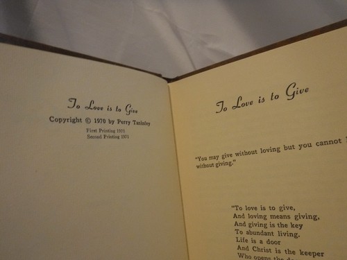 To Love Is To Give by Perry Tanksley 1970 Poetry Stories of Admiration - Picture 9 of 13