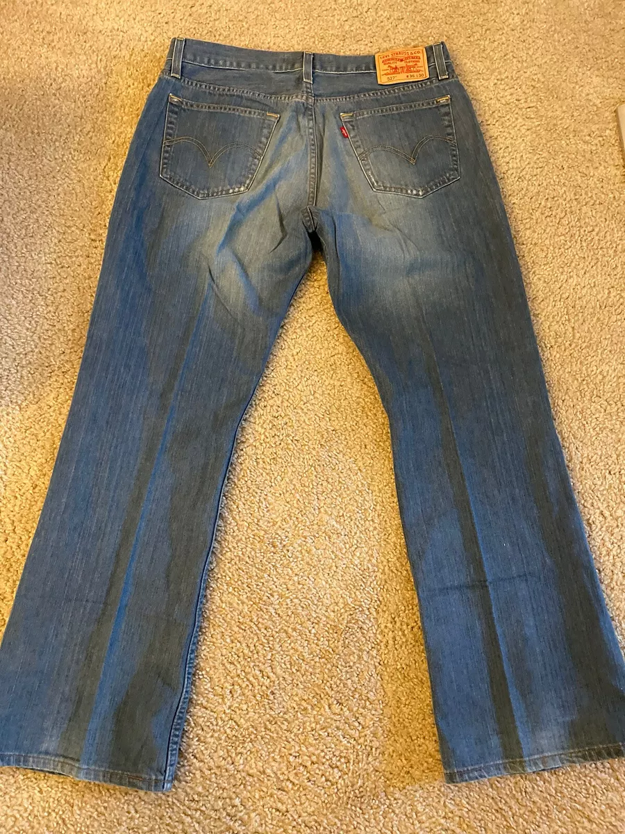 Vintage Levis 527 Jeans Mens 36x30 Low Boot Cut Distressed Denim