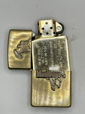 Vintage 1999 Marlboro Cowboy Emblem Brass Zippo Lighter New