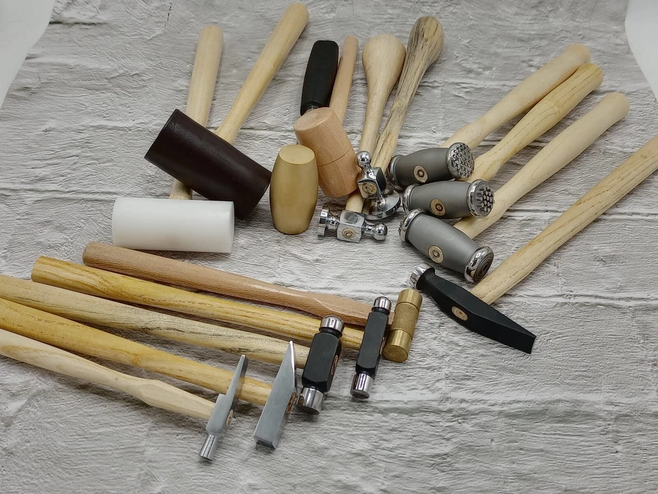Set of 15 Jewelry Hammers - Chasing - Leather - Texture - Mallet - Leather - image 2 of 4