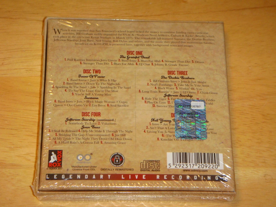 Grateful Dead Live 3/22/1975 SF SNACK Benefit Concert Kezar Stadium 5CD Box Set - Image 3 of 4