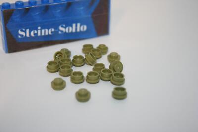 Lego (c) 20x runde Platte - 1x1 - olive grün - 4073 - oliv green - plate round