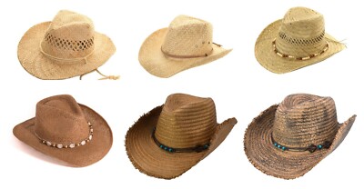 Unisex UK Best Selling Straw Cowboy Hats in One size, designs💨 UK