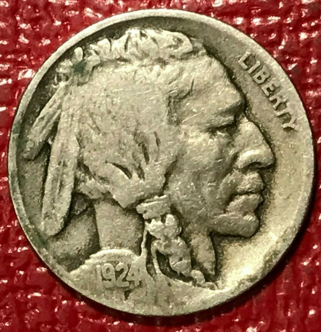 A VINTAGE VG/FINE 1924 D BUFFALO NICKEL-OLD US COIN-AGT060