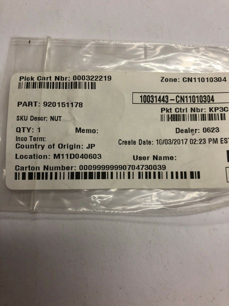 Kawasaki NOS OEM NEW P/N 92015-1178 Nut EN EX KZ KLF ZR ZX 1982