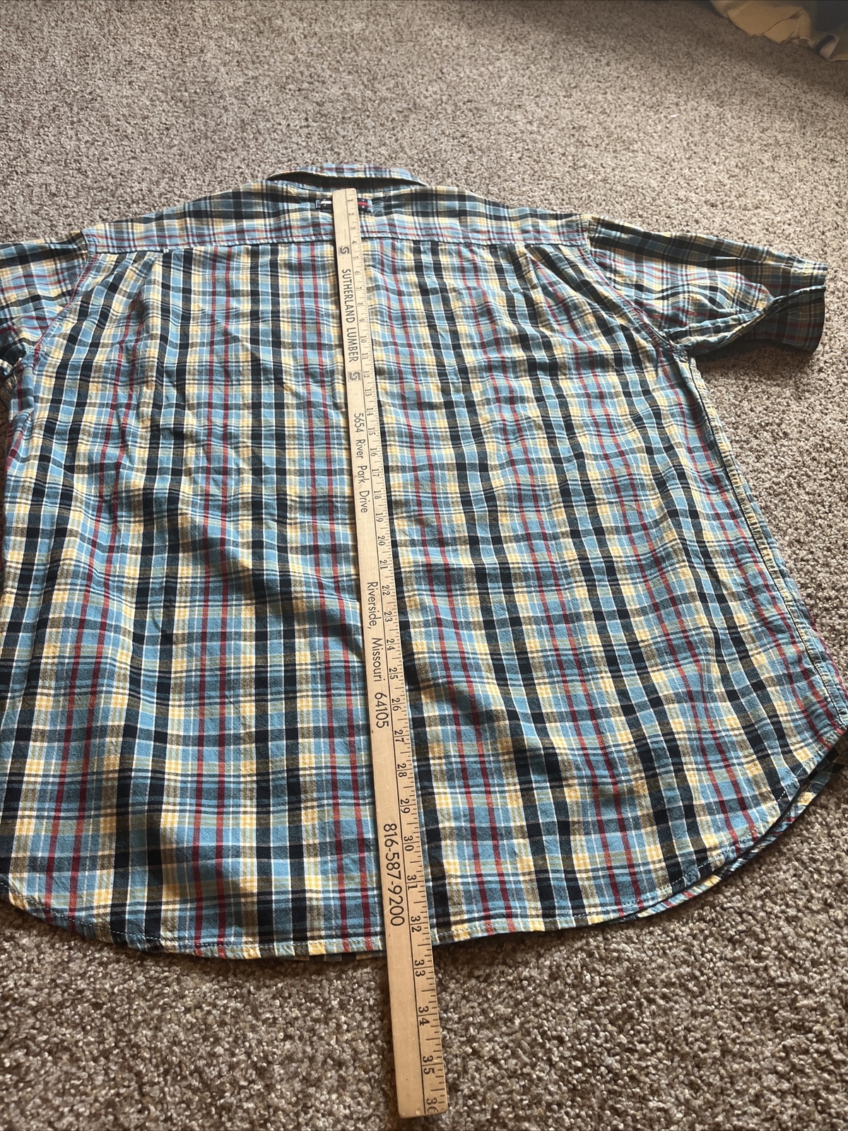 Tommy Jeans Men's Shirt Sz XXL Short Sleeve Button Up Collared Plaid - View 9