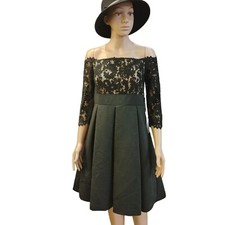 Eliza J | Nordstrom Womens Black Laced Formal Wear Long Sleeve Evening Dress 10P