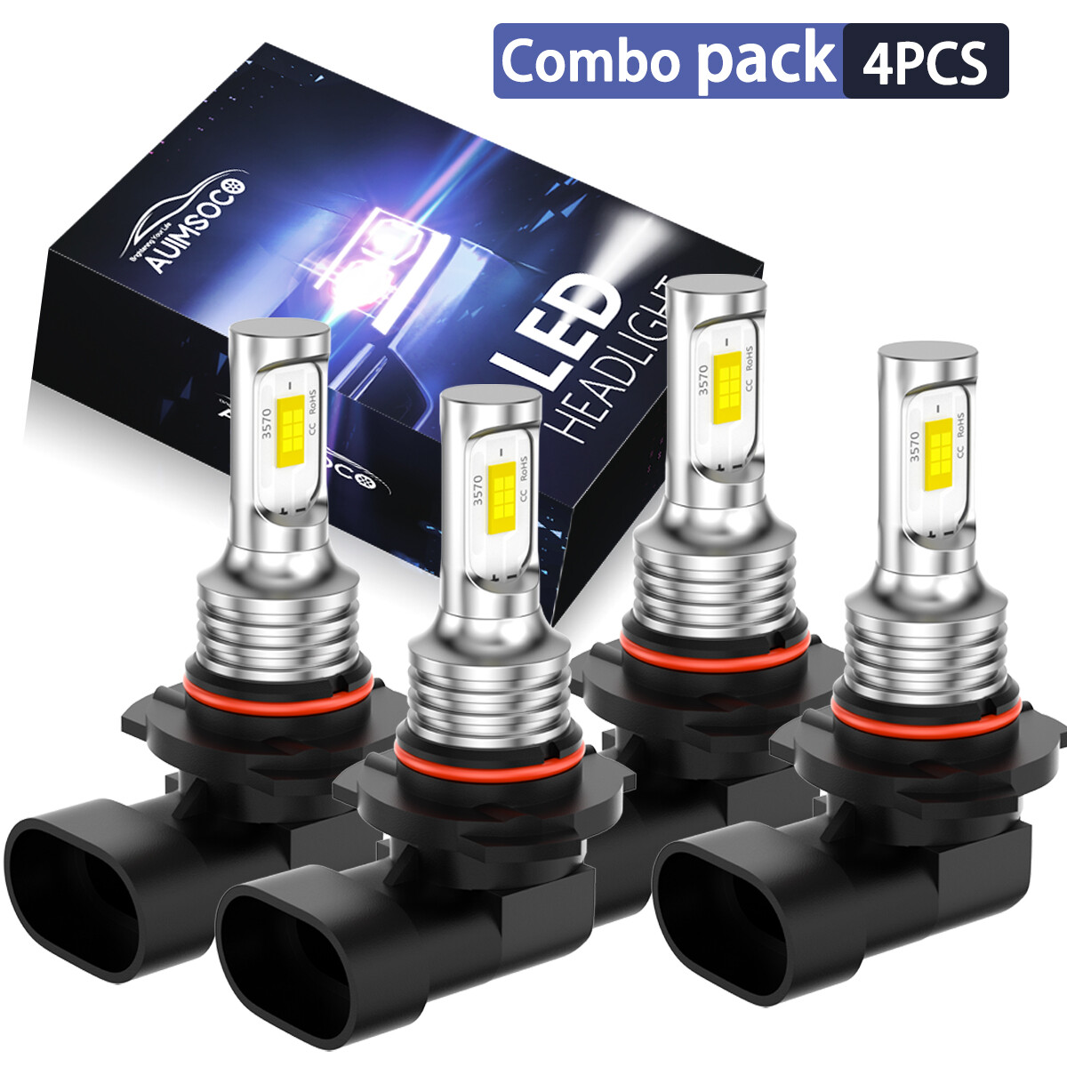 9005 9006 LED Headlight Kit 10000K Combo Bulbs High Low Beam Super Bright White