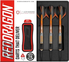 Amberjack 28g Tungsten Darts Set with Flights and Shafts - RED DRAGON