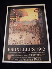 Plakat Ballon Brüssel 1910 Ausstellung Universelle Kopie