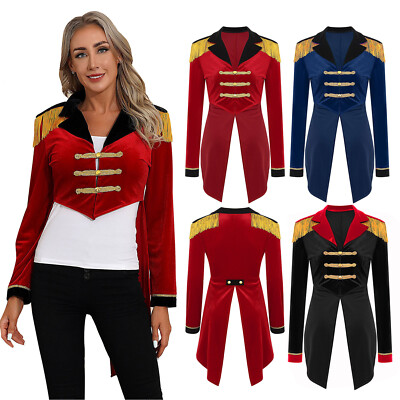 Damen Tailcoat Party Zirkus Kostüm Langarm Mantel Stage Jäckchen Blazer Bolero