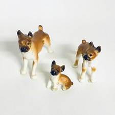 Boxer Dog Family Vintage Set of 3 Figurines Lot Group Assorted Sizes