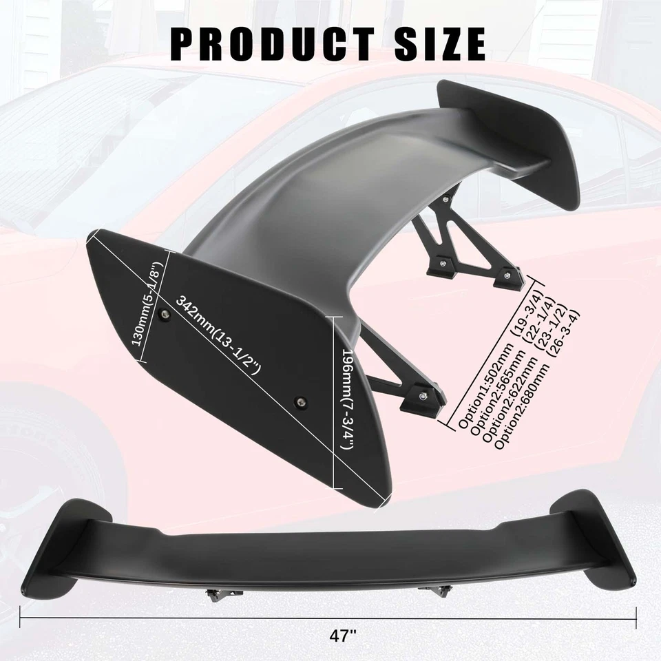 47” Rear Trunk Spoiler Adjustable Tail Wing GT Style Kit For Nissan 200SX 240SX - Image 2 of 4
